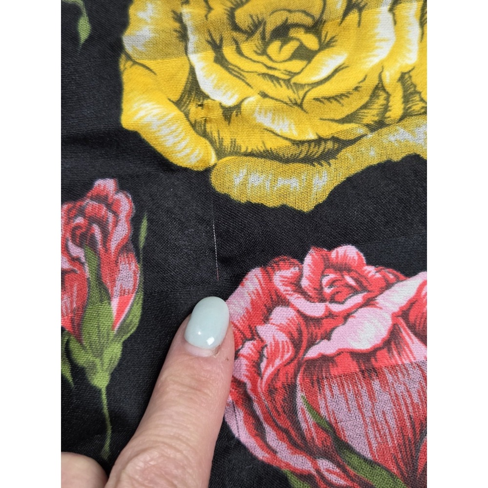 Kathie Lee Gifford Polyester Scarf Square Floral Black Yellow Pink 20x20 - Picture 9 of 10